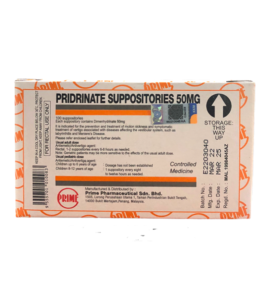 Pridrinate Suppository 50MG (100's)